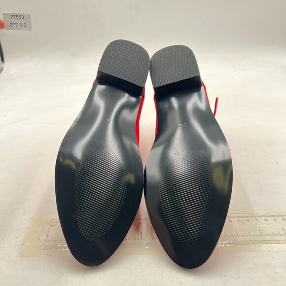 YDN Red Low Heel Pointy Toe Lace Up Chukka Ankle Boots Fall Winter Booties - Picture 7 of 8